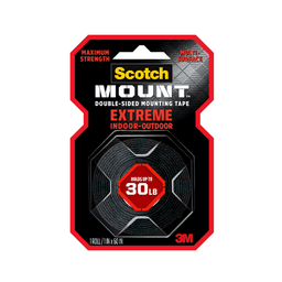 Scotch Mount Extreme Strong Double-Sided Adhesive Tape – 1in x 60in, Black, Indoor/Outdoor, Holds up to 13.6kgScotch Mount Extreme Strong Double-Sided Adhesive Tape – 1in x 60in, Black, Indoor/Outdoor, Holds up to 13.6kg