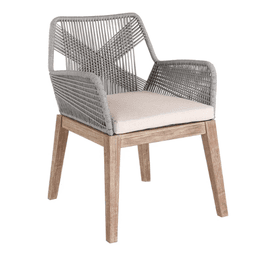 Anla Coco teak dining set w/rope grey 6 dining armchairs & 1 dining table