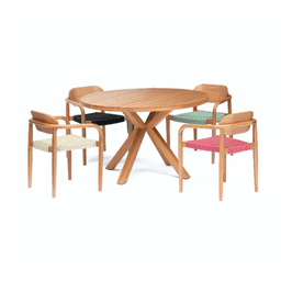 Anla Sleek teak dining set 1 dining table & 4 dining armchairs