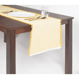 Qalara Yarn-Dyed Cotton Solid Fringed Table Runner