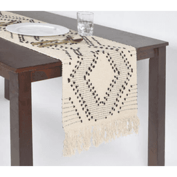Qalara Handwoven Lines of Diamond Cotton Table Runner