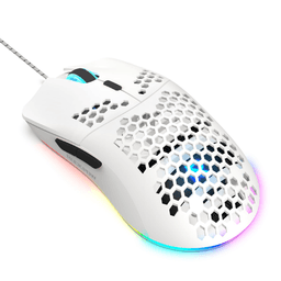 ROCKPOW-J900WH Wired Gaming Mouse – RGB, 8000 DPI, Honeycomb White