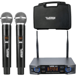 The Platinum Wireless Microphone System, Metal Professional Dual Channel Handheld Dynamic Mic System with Professional Karaoke Receive,200ft, UHF,TP-U20