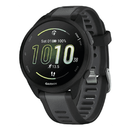 GARMIN Forerunner 165 Music - 43MM - Up To 11 Days Battery Life - 1.2"inch Amoled Display, Scratch Resistant, Chemically Strengthened Glass, Heart Rate Monitor, Stress Tracking, Save Music On Device, Advanced GPS and Running Features, Built-in GNSS and Sports App, iOS and Android Compatible Black/Slate grey 010-02863-30