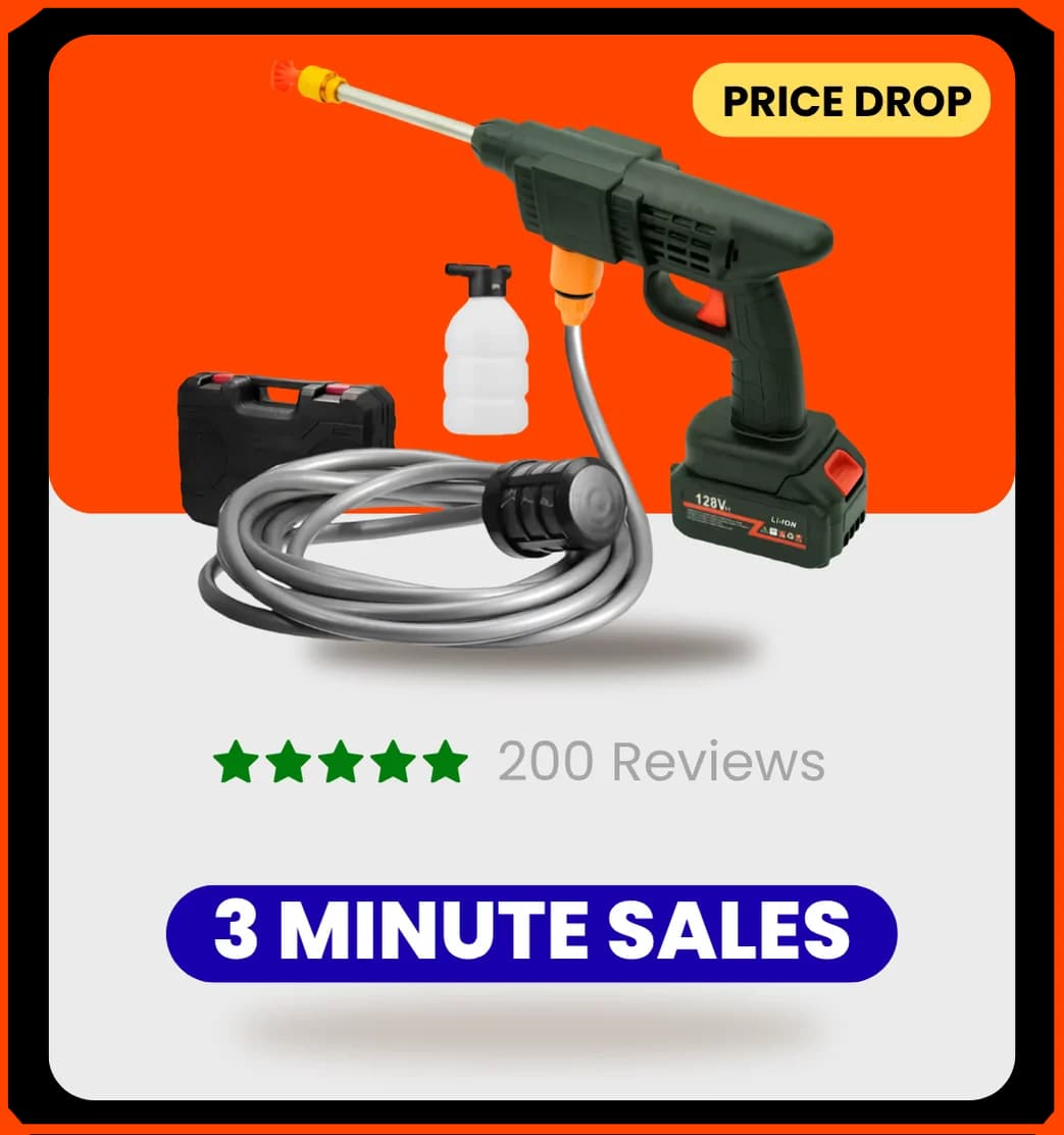 Alltec Cordless Pressure Washer 128V 3-Battery High Pressure Car Wash Gun | Lithium Rechargeable Portable Water Jet Cleaner for Car, Home & Garden Alltec Cordless Pressure Washer 128V 3-Battery High Pressure Car Wash Gun | Lithium Rechargeable Portable Water Jet Cleaner for Car, Home & Garden