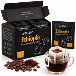 LePresso Ethiopia Speciality Drip Coffee 8 Drip Bags Floral Dark Berries & Dried Fruit Tasting Notes LPCFFETH