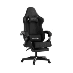 ACPLAY Gaming Chair with Retractable Footrest, Ergonomic Design, High Back, Reclining Function, Height adjustible, Neck and Lumbar Support, Silent Casters - Ideal for Racing, Office, and Computer Use Black AC200