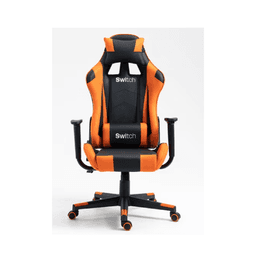 Switch Gaming Chair Drake High Back Ergonomically Stable, With Swivel Function, Height Adjustable In Full Reclining, High Back Faux Leather Computer Silla Gamer Racing , In Black With Orange Accents 5727O